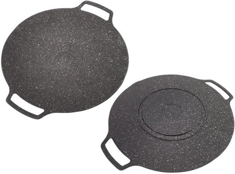 Vt s Koreaanse grillplaat Grillpan Draagbaar en multifunctioneel 30 cm Anti-aanbaklaag Perfect voor outdoor en camping Geschikt v