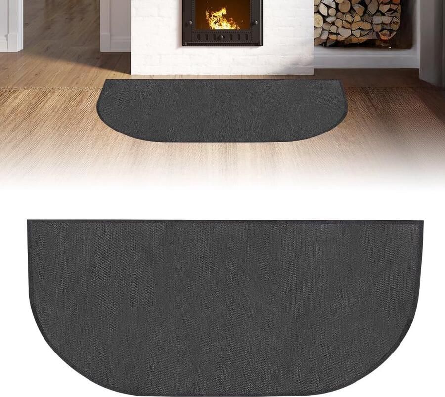 Vuurbestendige Mat Oven Onderlegger Vloer Beschermen Drievoudige Isolatie 102 x 50 cm Zwart