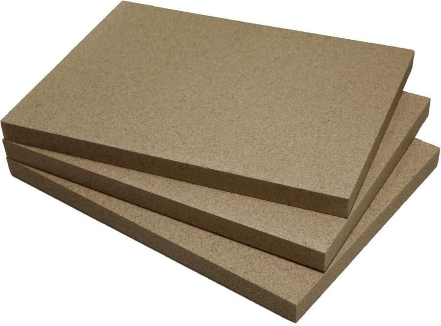 Vuurhaardplaat Vermiculiet Kachel Bekleding Oven Reparatie Hittebestendig tot 1300°C 3 Stuks 30mm Beige