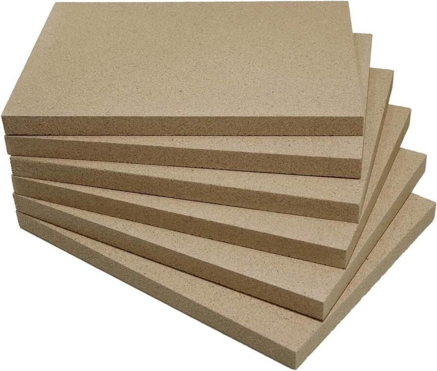 Vuurhaardplaat Vermiculiet Kachel Bekleding Oven Reparatie Hittebestendig tot 1300°C 6 stuks 30 mm Beige