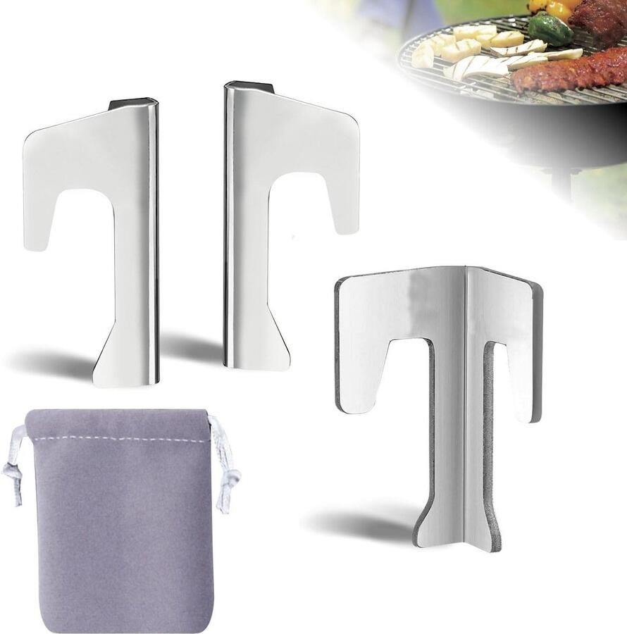 Vuurplaten Afstandhouders Grillplaat Stabilisatoren Perfect Grillen Roestvrij Staal 3 stuks Zilver