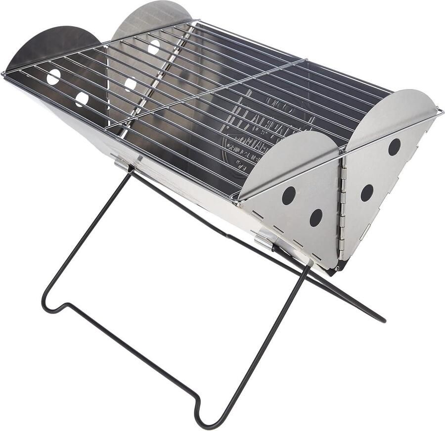 Vuurschaal Grill Buitenhaard Compact Kamperen en Picknicken Plat Opvouwbaar Ontwerp S Grijs