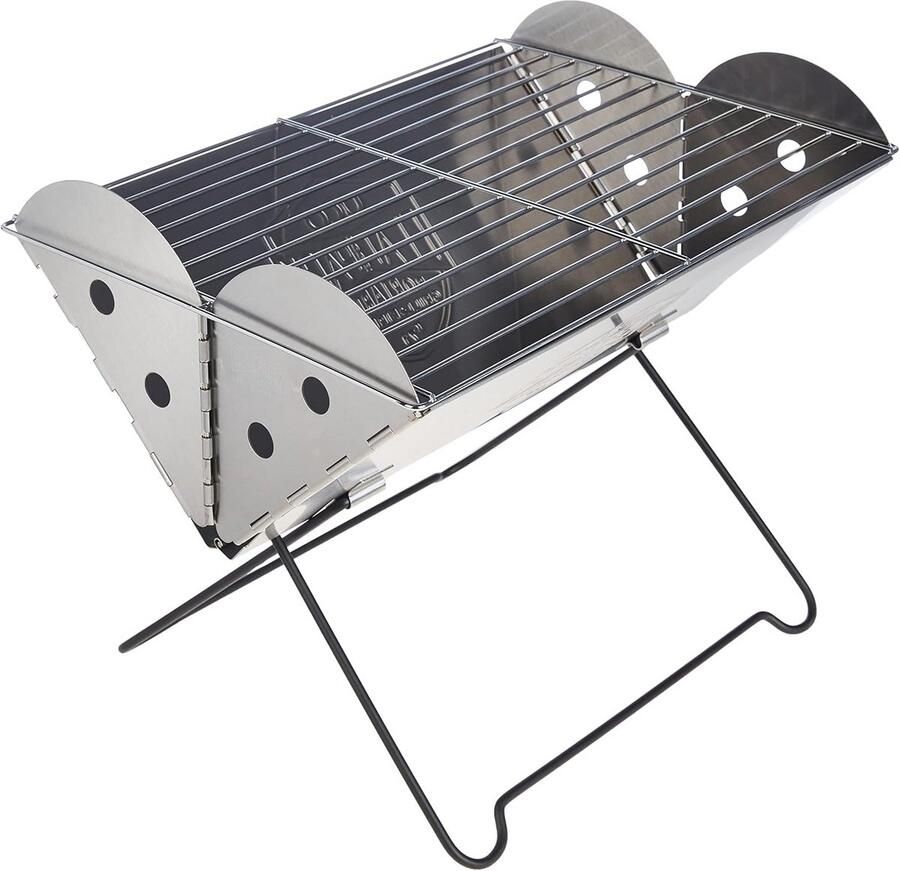 Vuurschaal Grill Buitenhaard Tafel Kamperen en Picknicken Plat Opvouwbaar S Grijs