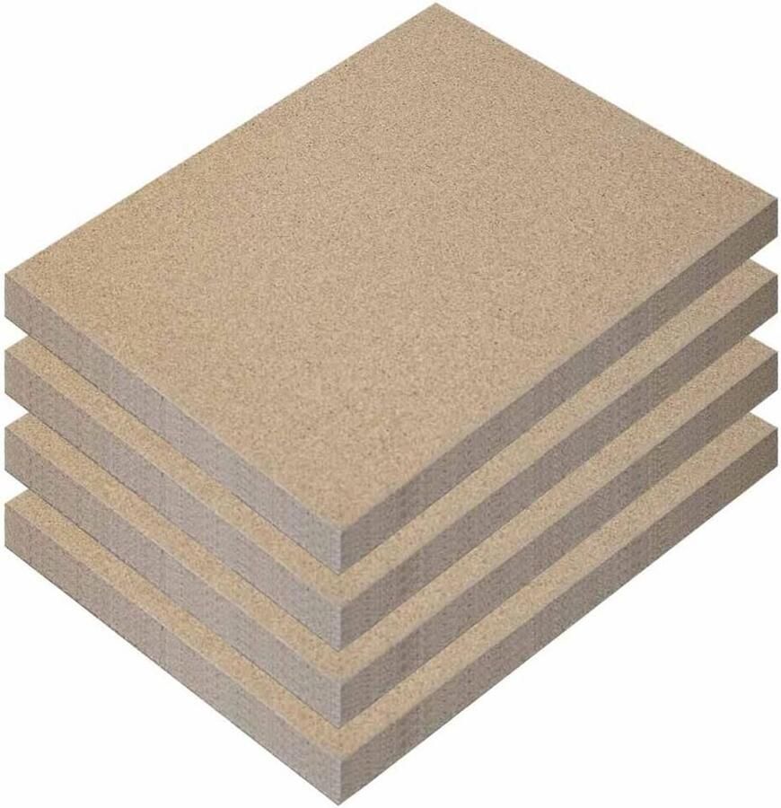 Vuurvast 123 Vermiculietplaten 4 stuks 300x200x50 mm chamotte vervanger voor reparatie van vuurhaarden brandwerende plaat voor ovens & open haarden hittebestendig tot 1.150 °C dichtheid 600 KG