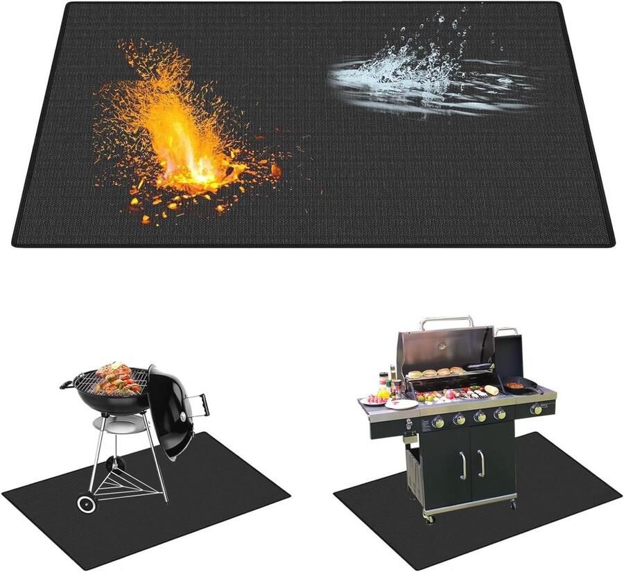 Vuurvaste Grillmat 100 x 150 cm Hittebestendige Grilltapijt voor Tuin en Terras