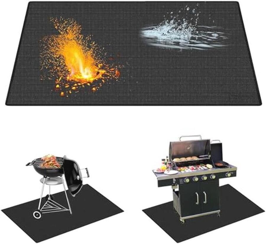 Vuurvaste Grillmat 100 x 150 cm Hittebestendige Grilltapijt voor Tuin en Terras