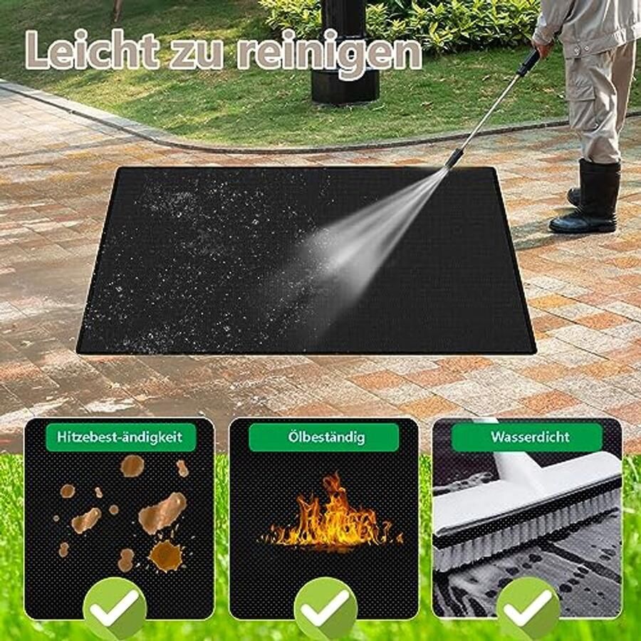 Vuurvaste Grillmat 100 x 150 cm Hittebestendige Grilltapijt voor Tuin en Terras