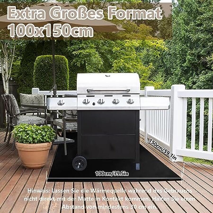 Vuurvaste Grillmat 100 x 150 cm Hittebestendige Grilltapijt voor Tuin en Terras - Foto 2