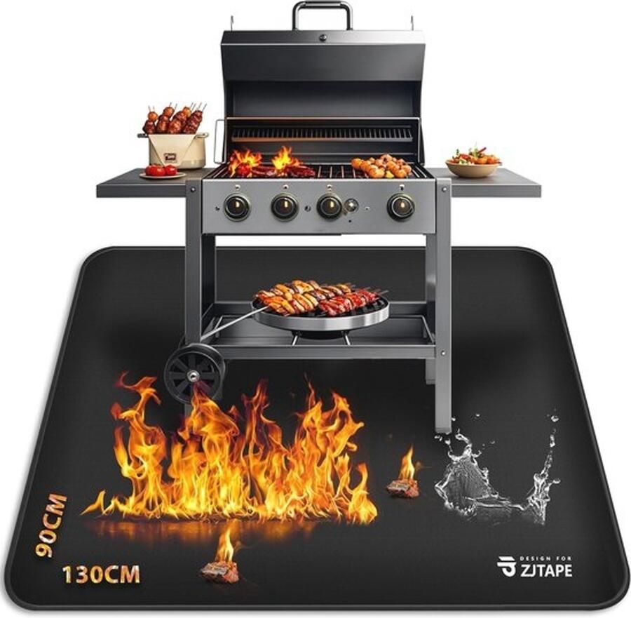 Vuurvaste grillmat 130 x 90 cm Opvouwbare hittebeschermingsmat voor barbecue open haard en camping