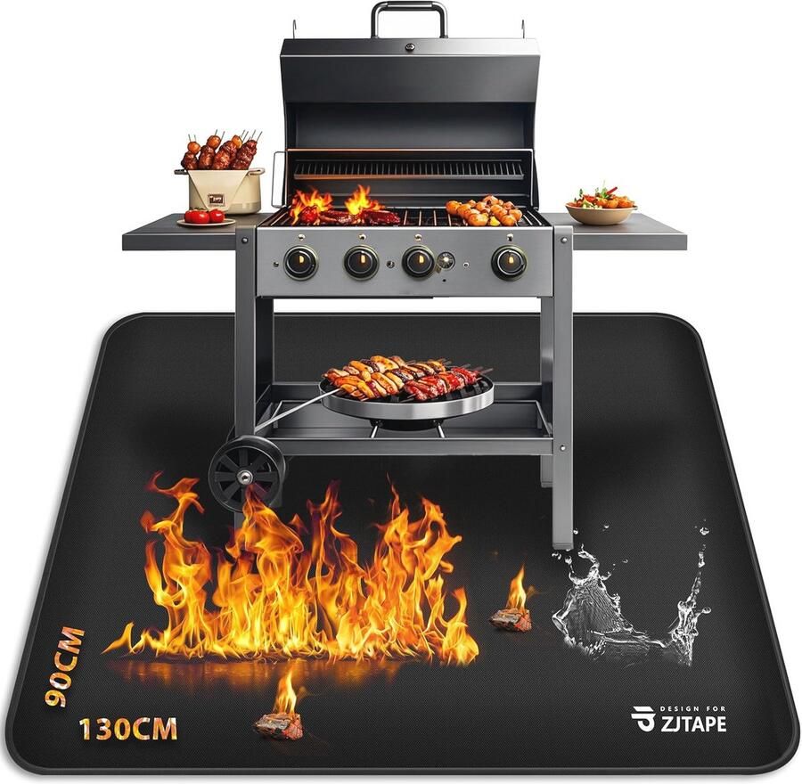 Vuurvaste Grillmat 130 x 90 cm Opvouwbare Hittebeschermingsmat voor Barbecue Open Haard en Camping