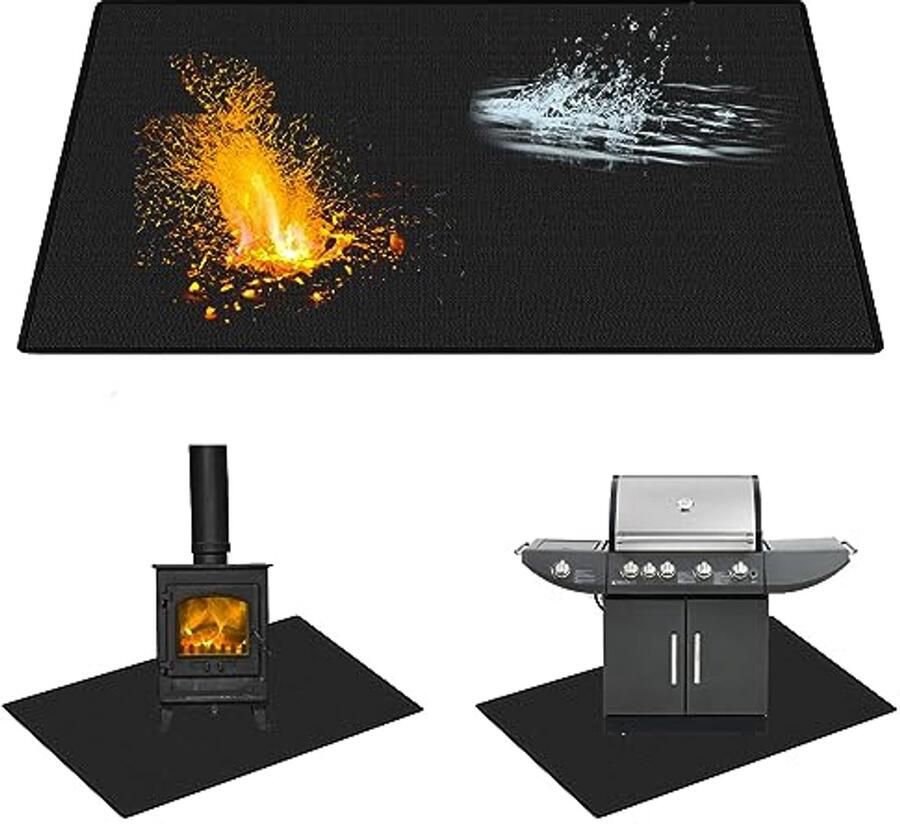 Vuurvaste Grillmat voor Vloerbescherming 100 x 180 cm Drielaags Siliconen Glasvezel Outdoor Barbecue Onderlegger