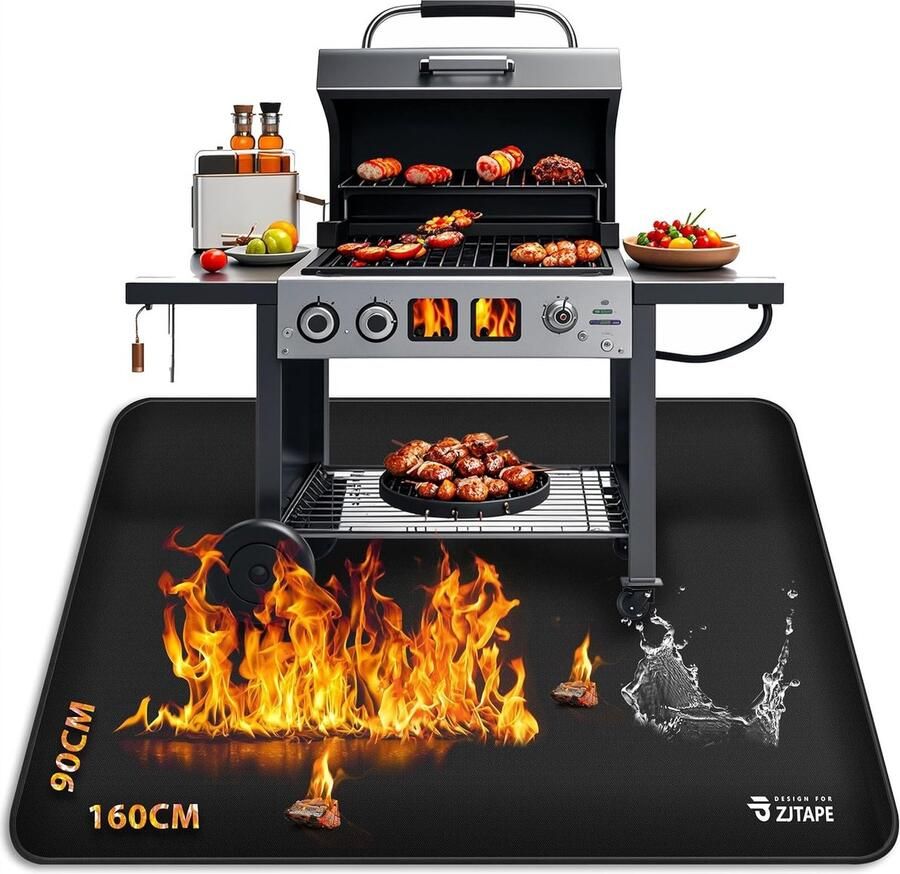 Vuurvaste Grillmat Zwart 160 x 90 cm Hittebestendige Siliconen Glasvezel Voor BBQ en Open Haard