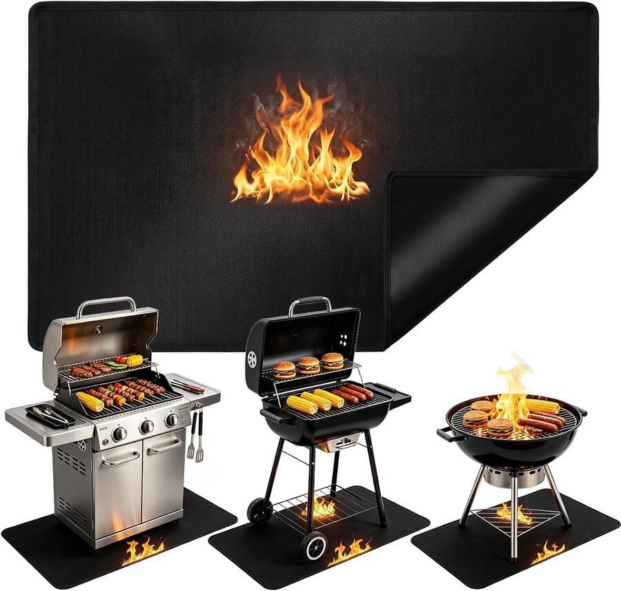 Vuurvaste Onderlaag Grijs 100 x 150 cm Hittebestendige Vloerbeschermingsmat voor BBQ en Open Haard