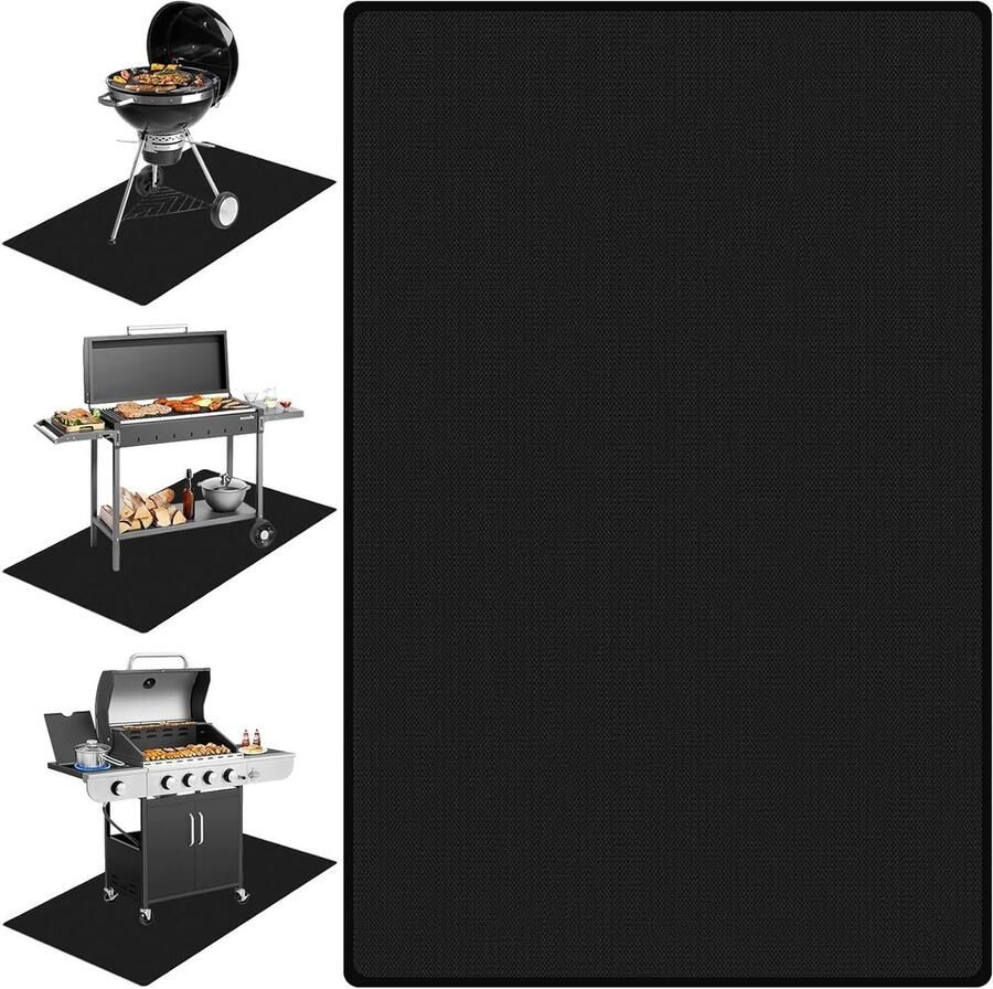 Vuurvaste vloerbescherming mat van siliconen en glasvezel 102 x 152 cm opvouwbaar voor BBQ grill en camping hittebestendig en duurzaam