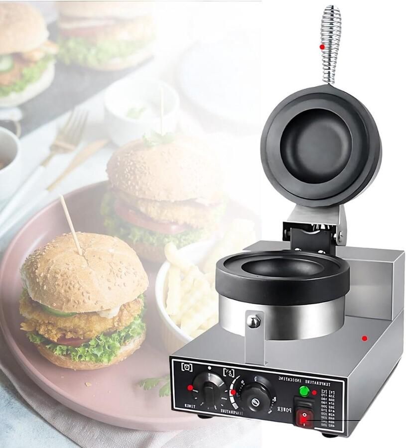 Wafel en Burger Apparaat Dubbelzijdig Verwarmen Ontbijt Maken Dubbele Verwarming 1300W Multicolor