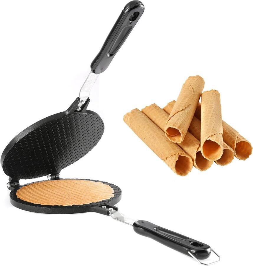 Wafel Kegel Bakpan Eierrol Ijzer Desserts Maken Dubbelzijdig Antiaanbak 21.8 cm Diameter Rood