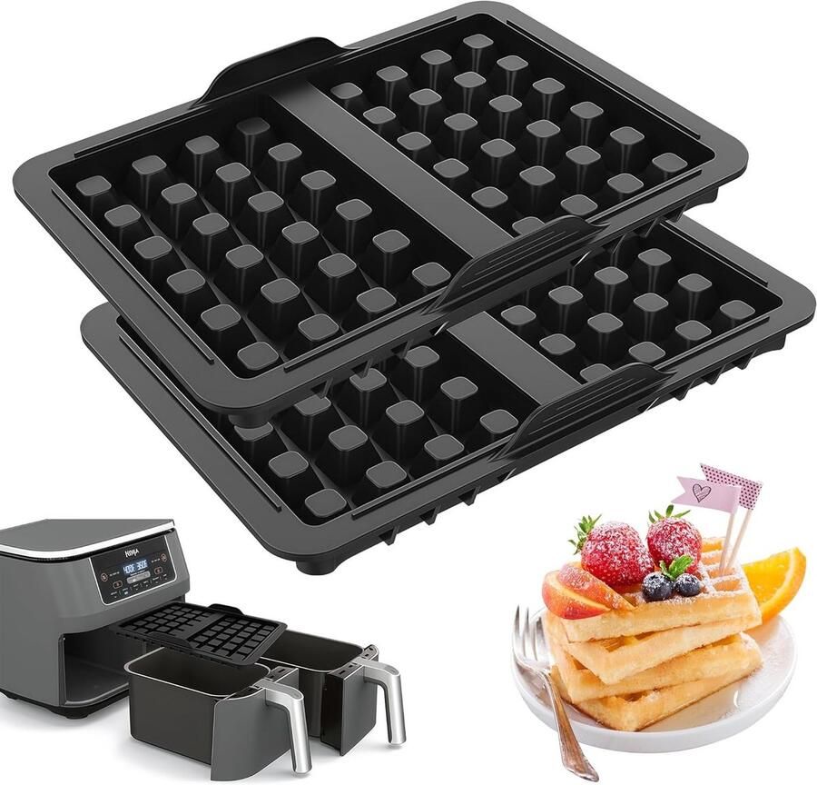 Wafel Maker Accessoires voor Airfryer 2 Stuks Siliconen Belgische Wafelvormen Geschikt voor Modellen Perfect voor Gezond Bakken en Makkelijk Schoonmaken