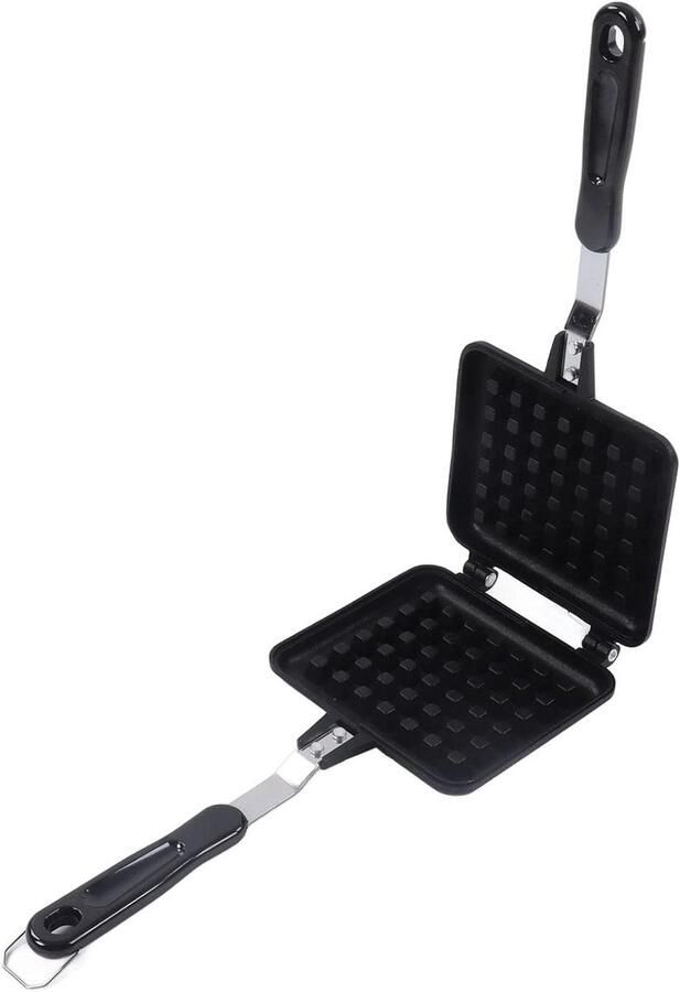 Wafelbakpan Aluminium Wafelijzer Pot Ontbijt Koken Gelijkmatige Warmte 35x145 cm Zwart