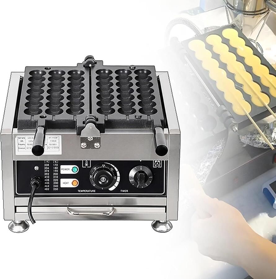 Wafelbalmachine Snackmaker Snacks Maken 3 Spiesen Tegelijk 1400 Watt Zilver