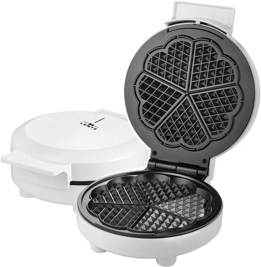 Wafelijzer 1000 Watt met 5 Hartvormige Wafelplaten Antiaanbaklaag