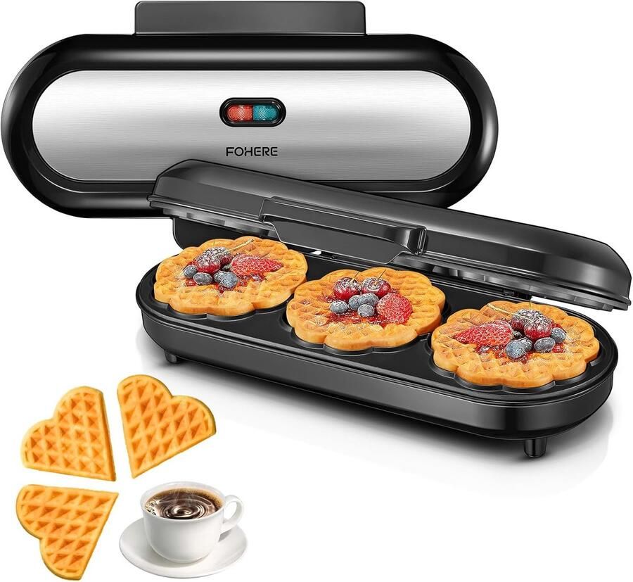 Wafelijzer 1200 W King Size 15 hartwafels in 2 minuten RVS anti-aanbakoppervlak Ideaal voor familie SnelShoppen
