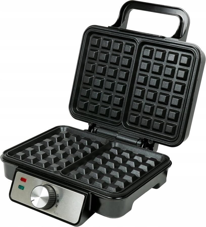 Wafelijzer 1200W voor 2 Grote Belgische Wafels Antiaanbaklaag Cool-Touch Handgreep Instelbare Temperatuur Compact & Snel Opwarmend Zwart
