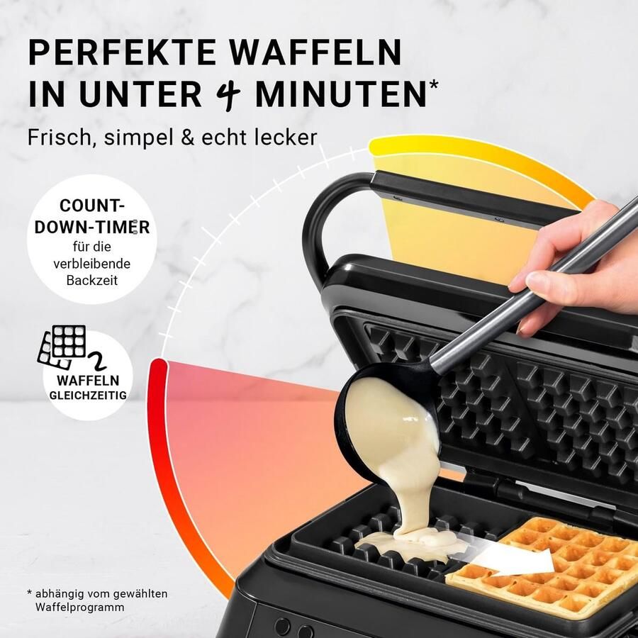 Wafelijzer 1600 W Midnight Edition 5 Programma's LCD Display Perfecte Wafels SnelShoppen