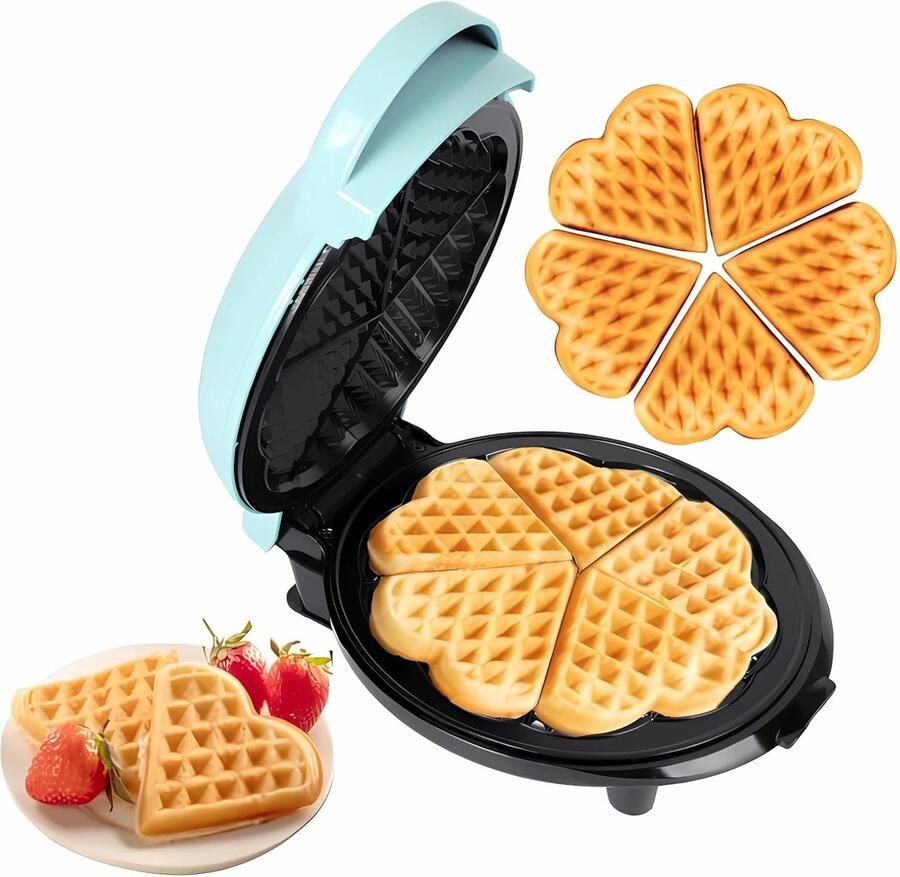 Wafelijzer 18 cm Dubbelzijdig bakken Dikke luchtige wafels Instelbare bakstand Antiaanbaklaag (Hemelsblauw)
