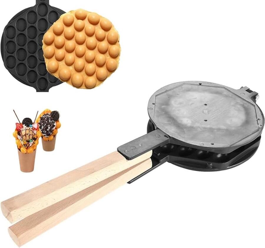 Wafelijzer Anti-aanbak Ei Bubble Bakvorm Rvs Wafel Bakpan Ei Wafelijzer Pan voor Thuis Commercieel Gebruik