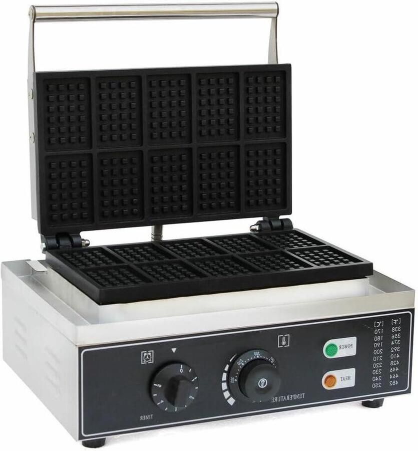 Wafelijzer Apparaat Bakken Wafels Maken Roestvrij Staal 1500 Watt Zilver