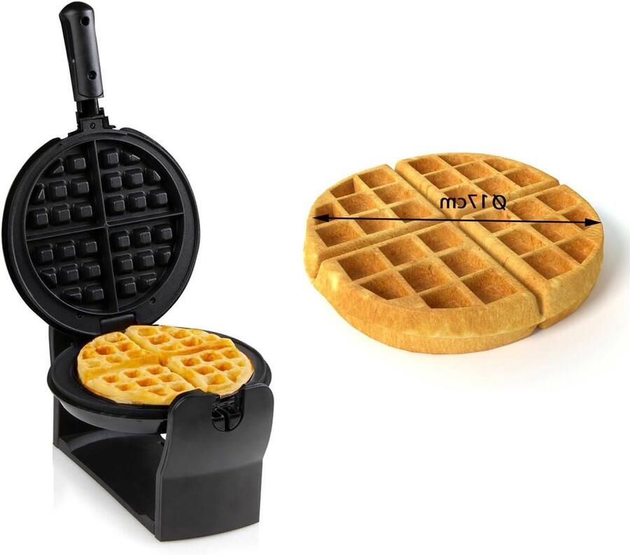 Wafelijzer Apparaat Lekkere Wafels Maken 180° Roterend 4 Wafels Zwart