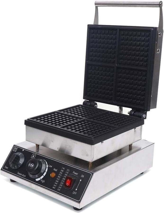 Wafelijzer Dubbel Wafelmaker Professioneel Lekkere Wafels Bakken Teflon Anti-aanbaklaag 4 Stuks Per Wafel Zilver - Foto 2
