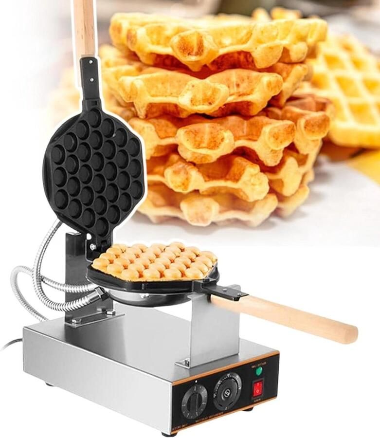 Wafelijzer Apparaat Wafels Bakken 180° Rotatie 22x33cm Zilver