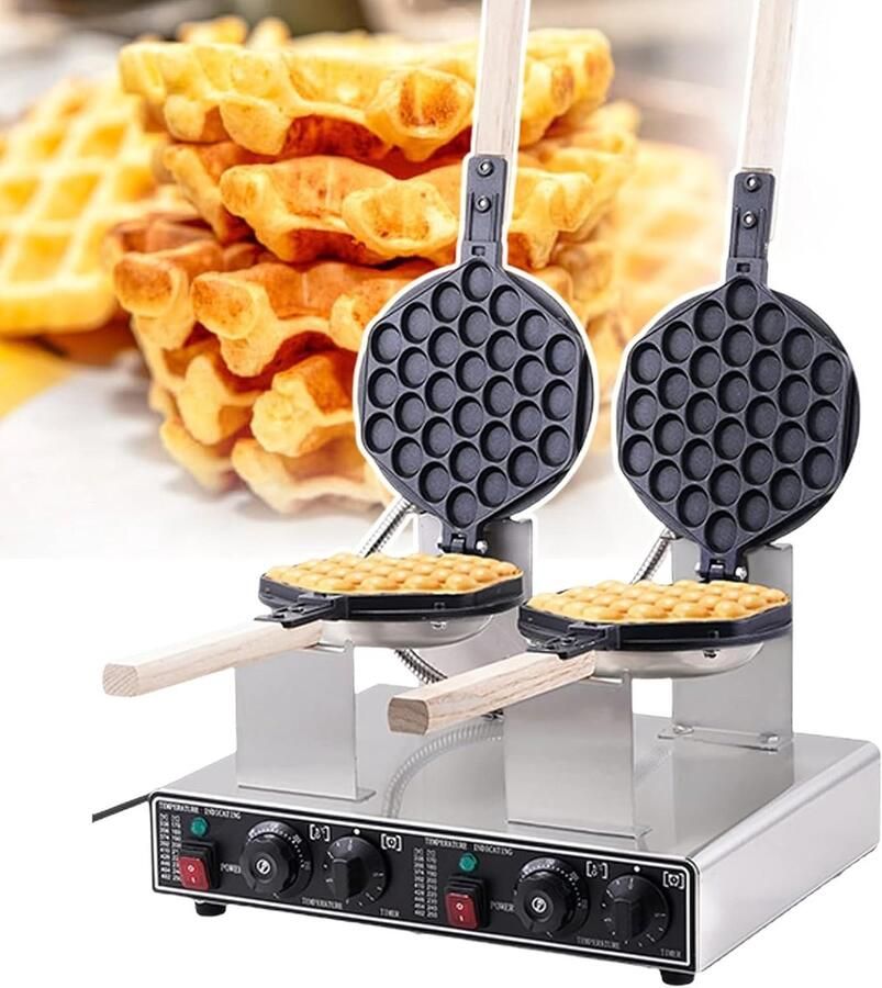 Wafelijzer Apparaat Wafels Maken Dubbelzijdig Bakken 22cm Zilver