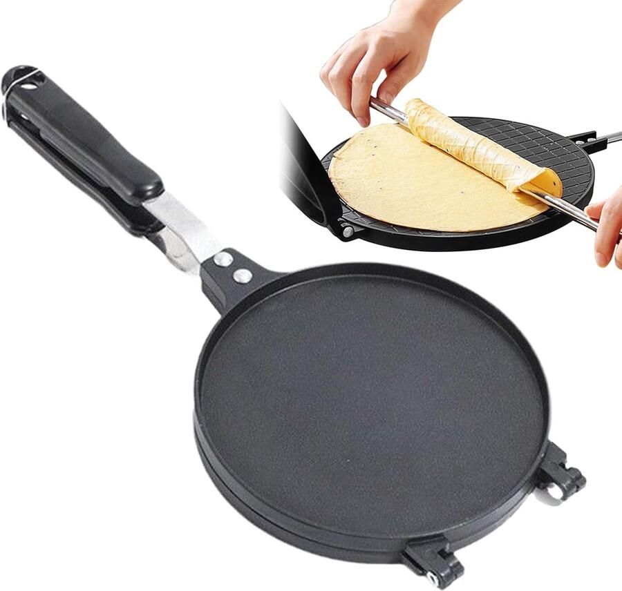 Wafelijzer Bakvorm Dessert Maken Draagbaar Keukenapparaat Groot 43x20cm Zwart