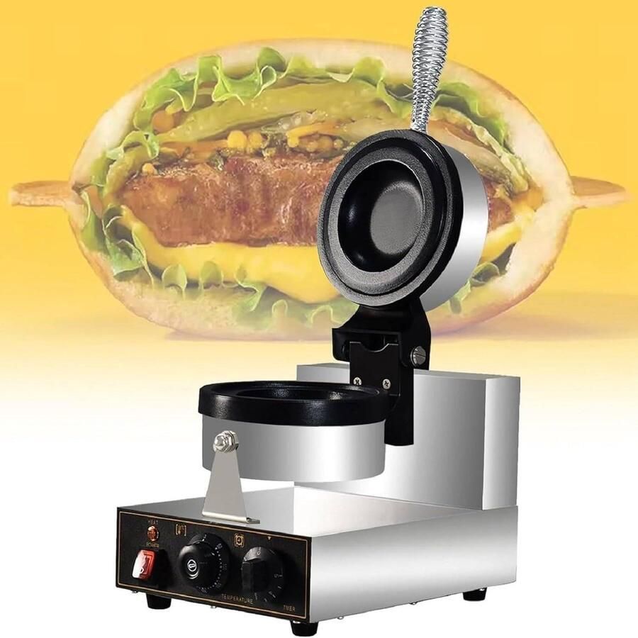 Wafelijzer Burger Pannenkoek Apparaat Snacks Maken Dubbele Verwarming 1300W Zilver