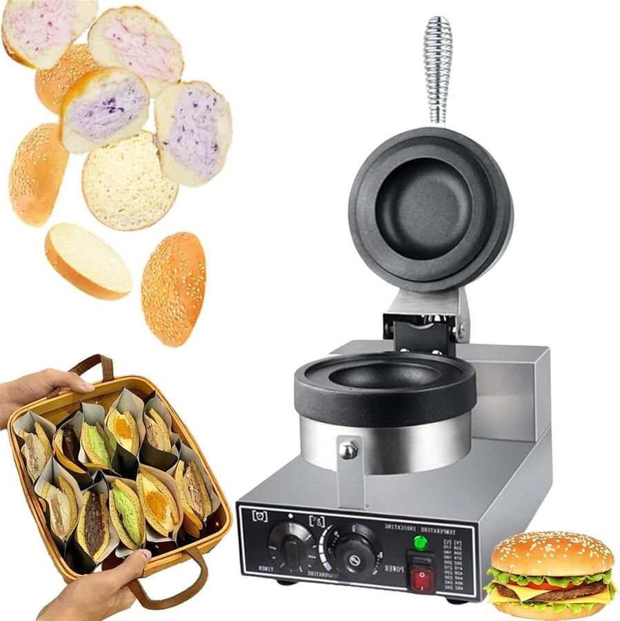 Wafelijzer Burger Snack Maker Snacks Maken Dubbelzijdig Verwarmen 11.5cm Diameter Zilver