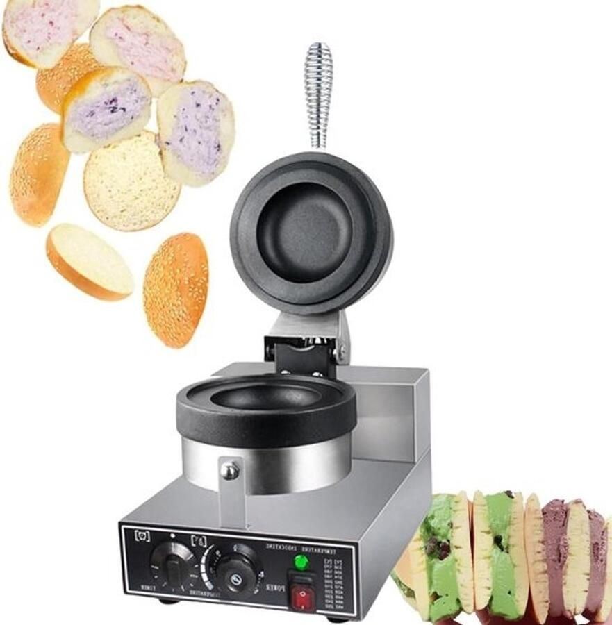 Wafelijzer Burger Snack Maker Snacks Maken Dubbelzijdig Verwarmen 11.5cm Vulling Zilver