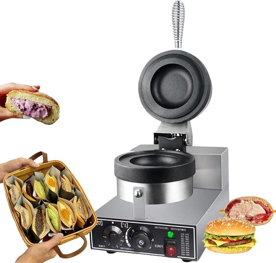 Wafelijzer Burgerijzer Gebakjes Maken Dubbelzijdig Verwarmen 1200W Zilver