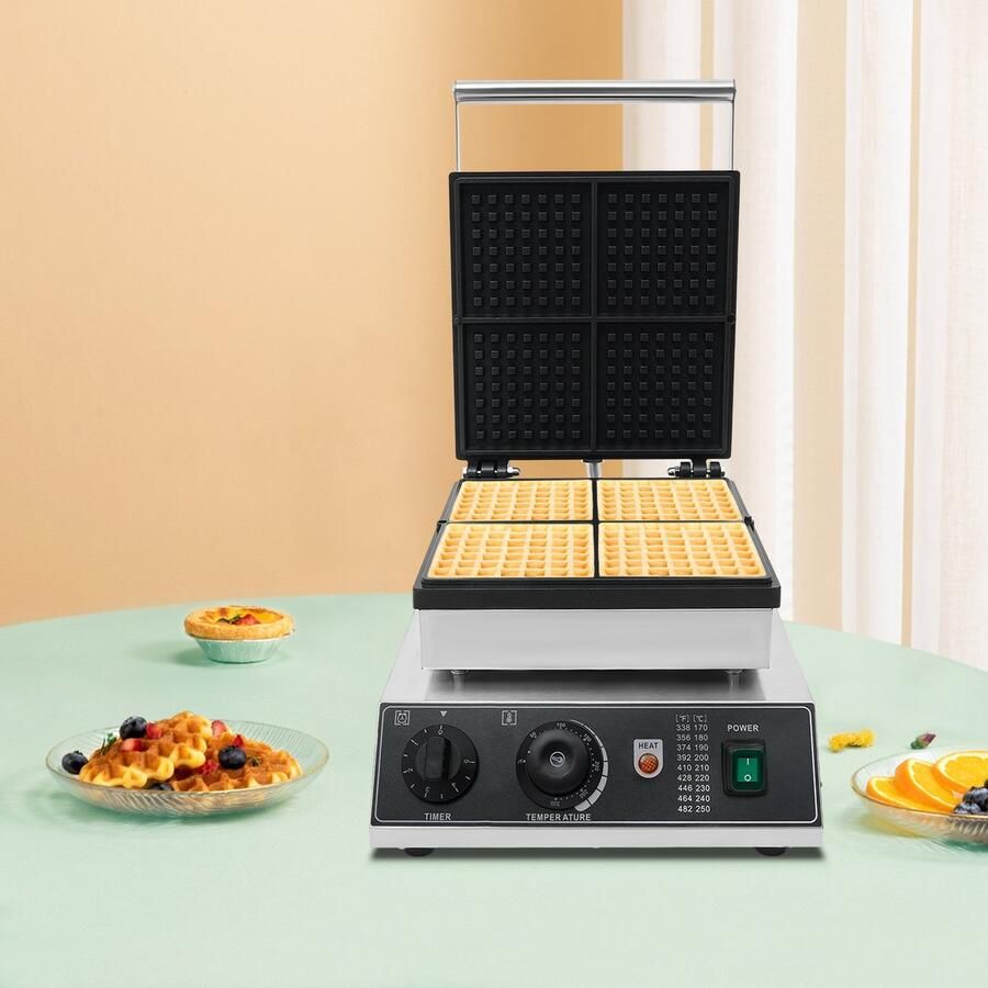 Wafelijzer Commercieel Non-Stick Wafelbakmachine Temperatuurbereik 122-572 ℉ 11.0 Kg Voor Cafetaria's En Bakkerijen