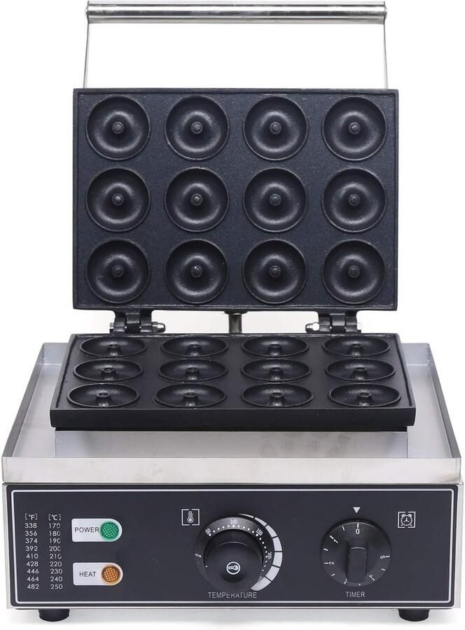 Wafelijzer Donut Maker Donut Bakmachine Wafelmachine Bakken van Snacks Dubbele Non-stick Platen 12 Stuks Zilver