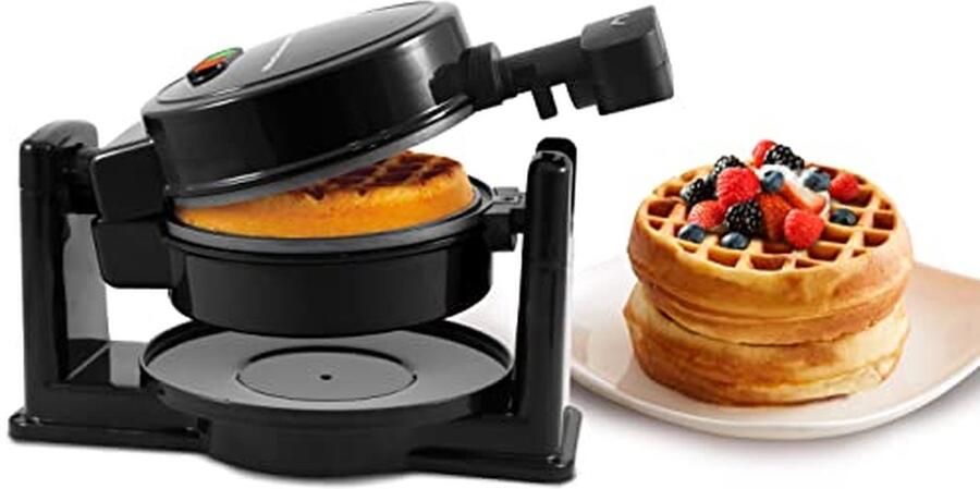 Elite Gourmet EWM460 Wafelijzer voor Belgische wafels antiaanbaklaag draaibaar 3 2 cm dikke wafels Rösti Keto snacks sandwiches eieren gemakkelijk te reinigen zwart