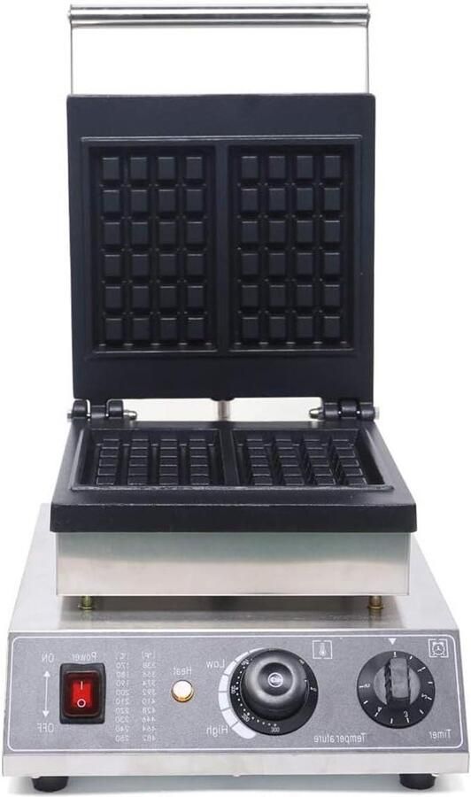 Wafelijzer Dubbel Bakplaat Wafels Bakken Roestvrij Staal 1500W Zilver