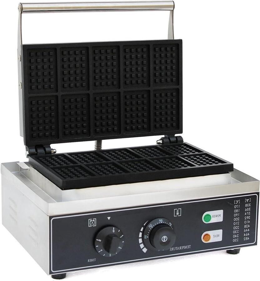 Wafelijzer Dubbel Belgische Wafels Snel Wafels Bakken 1500 Watt Kracht 10 Wafels Zilver