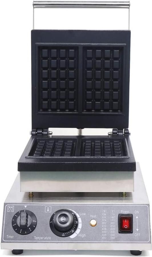 Wafelijzer Dubbel Wafelmachine Elektrisch Wafels Bakken Roestvrij Staal 1500W Zilver