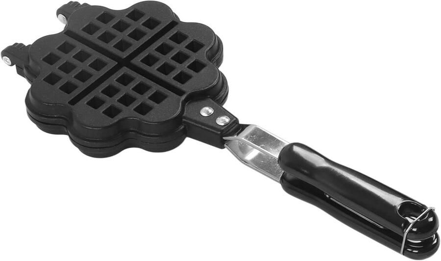 Wafelijzer Dubbelzijdig Wafelpan Bakplaat Ontbijt Maken Antiaanbaklaag 35 x 14 cm Zwart