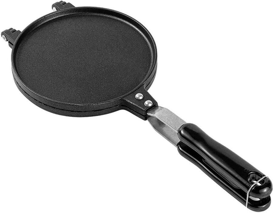 Wafelijzer Dubbelzijdig Wafelpan Cone Maker Wafels Bakken Hangend Opbergontwerp 17 cm Diameter Zilver
