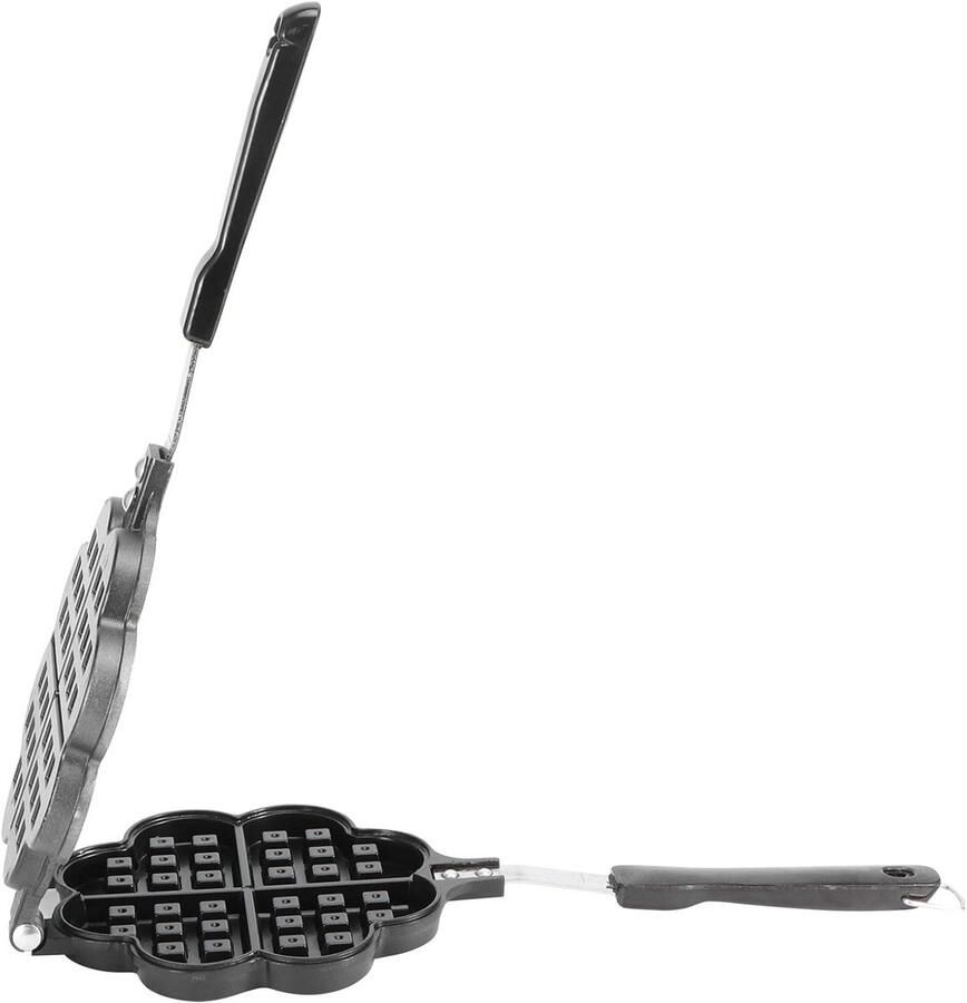Wafelijzer Dubbelzijdig Wafelvorm Bakplaat Ontbijt Maken Antiaanbaklaag 36x15x4 cm Zwart