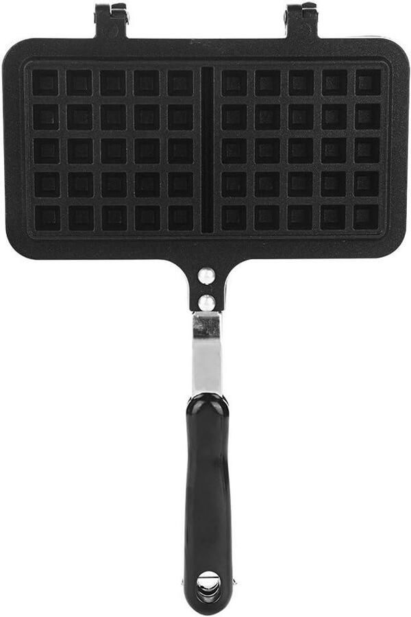 Wafelijzer Dubbelzijdig Wafelvorm Bakplaat Ontbijt Maken Antiaanbaklaag Gasfornuis 33.5 x 21.5 cm Zwart