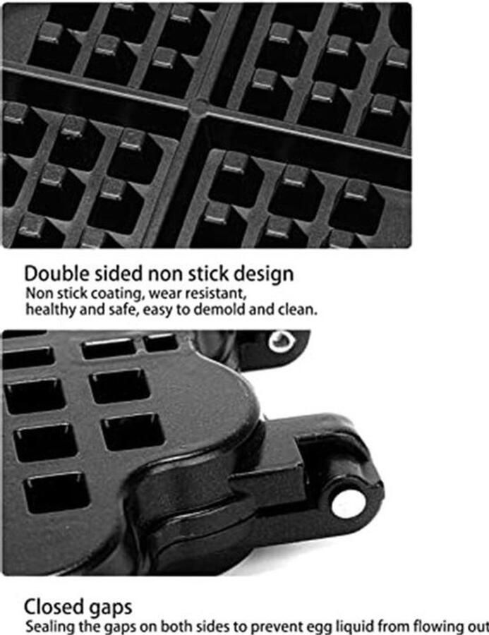 Wafelijzer Dubbelzijdige Antiaanbak Wafel Bakplaat Bakgerei met Handvat voor Snacks Ontbijt Lunch Fornuis Wafelpan